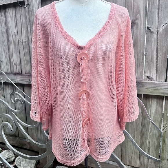 Simply Noelle Peach Mesh Top for Ladies; Size Large/XL - Picture 1 of 10